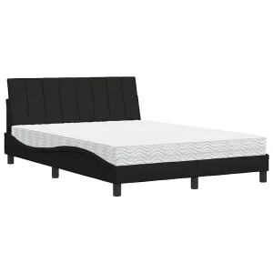 Bed met matras "Hanko" stof zwart 120×200 cm Bed met matras "Hanko" stof zwart 120×200 cm