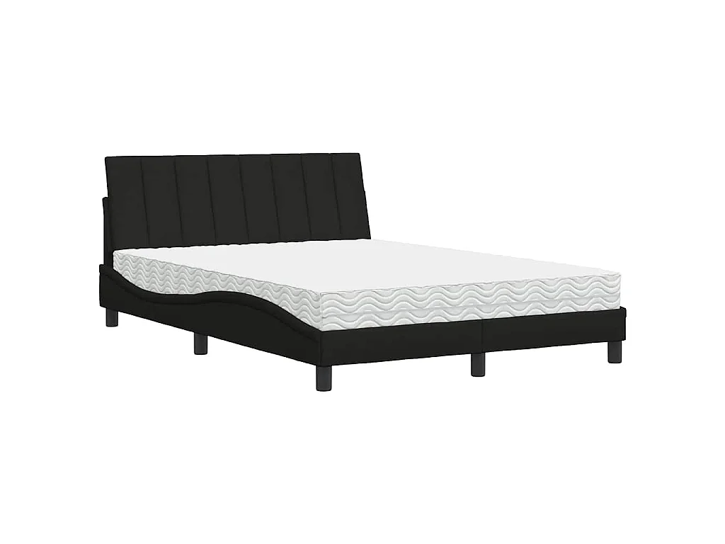 Bed met matras "Hanko" stof zwart 120x200 cm
