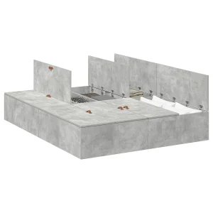 Opbergbedframe met opslag Beton Grijs 150 x 200 cm Bewerkt hout