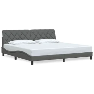 Bedframe zonder matras stof donkergrijs 200×200 cm Bedframe zonder matras stof donkergrijs 200×200 cm