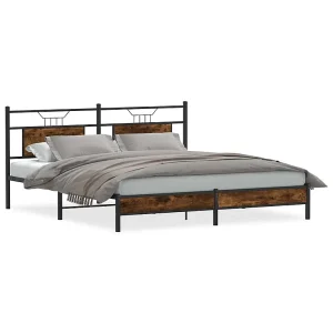 Bedframe zonder matras hout gerookt eikenkleurig 160×200 cm Bedframe zonder matras hout gerookt eikenkleurig 160×200 cm