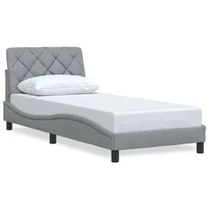 Bedframe zonder matras 90×200 cm stof lichtgrijs Bedframe zonder matras 90×200 cm stof lichtgrijs