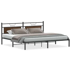 Bedframe zonder matras 193×201 cm spaanplaat bruin eikenkleurig Bedframe zonder matras 193×201 cm spaanplaat bruin eikenkleurig