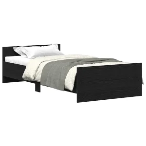 Bedframe zonder matras 90×190 cm spaanplaat zwart eikenkleurig Bedframe zonder matras 90×190 cm spaanplaat zwart eikenkleurig