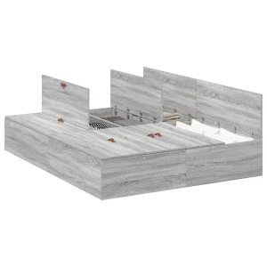 Opbergbedframe Grijs Sonoma 150 x 200 cm Bewerkt hout