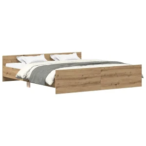 Bedframe zonder matras spaanplaat artisanaal eikenkleurig Bedframe zonder matras spaanplaat artisanaal eikenkleurig