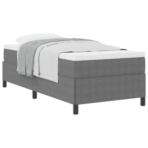 Boxspringbed Lichtgrijs 90 x 200 cm Katoen Stof Boxspringbed Lichtgrijs 90 x 200 cm Katoen Stof