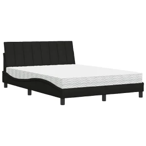 Bed met matras "Hanko" stof zwart 140×200 cm Bed met matras "Hanko" stof zwart 140×200 cm