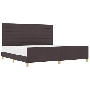 Bedframe met hoofdeinde Donkerbruin 200 x 200 cm Stof Bedframe met hoofdeinde Donkerbruin 200 x 200 cm Stof