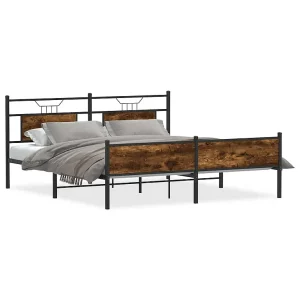Bedframe zonder matras metaal gerookt eikenkleurig 160×200 cm Bedframe zonder matras metaal gerookt eikenkleurig 160×200 cm