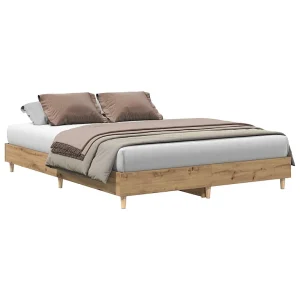 Bedframe zonder matras 150×200 cm spaanplaat artisanaal eiken Bedframe zonder matras 150×200 cm spaanplaat artisanaal eiken