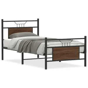 Bedframe zonder matras bewerkt hout bruin eikenkleur 90×190 cm