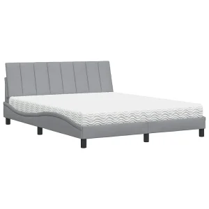 Bed met matras "Hanko" stof lichtgrijs 160×200 cm Bed met matras "Hanko" stof lichtgrijs 160×200 cm
