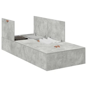 Opbergbedframe met opslag Beton Grijs 100 x 200 cm Bewerkt hout