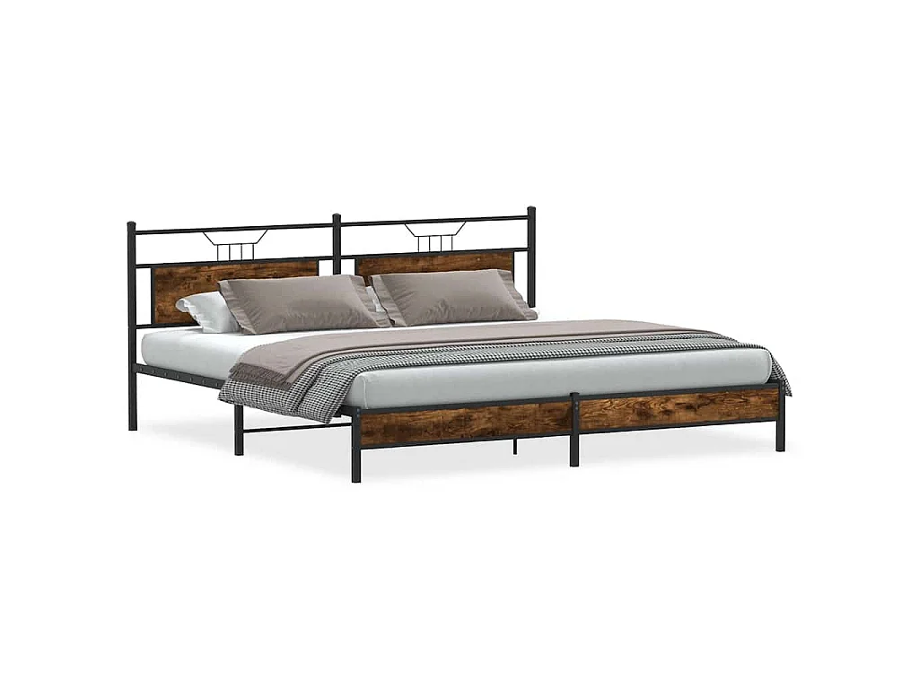 Bedframe zonder matras metaal gerookt eikenkleurig 193x201 cm