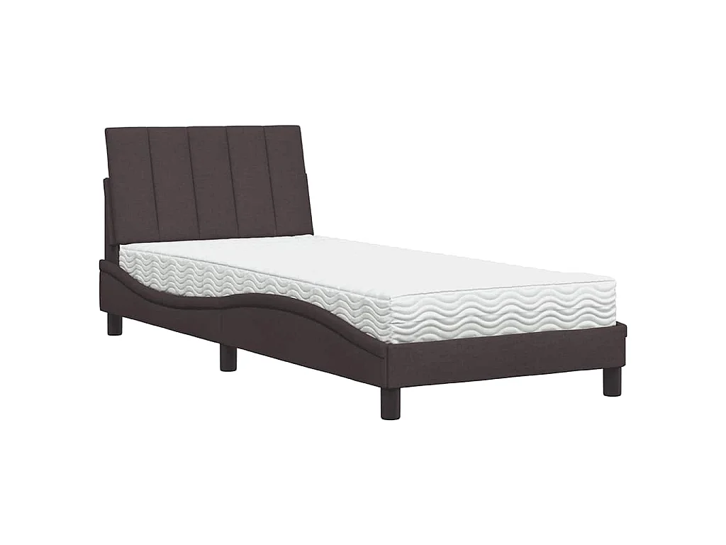 Bed met matras "Hanko" stof donkerbruin 90x200 cm