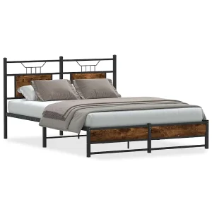 Bedframe zonder matras hout gerookt eikenkleurig 140×200 cm Bedframe zonder matras hout gerookt eikenkleurig 140×200 cm