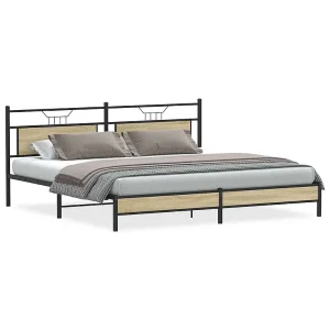 Bedframe zonder matras metaal sonoma eikenkleurig 193×201 cm Bedframe zonder matras metaal sonoma eikenkleurig 193×201 cm