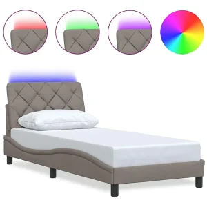 Bedframe met LED zonder matras 90×190 cm stof taupe Bedframe met LED zonder matras 90×190 cm stof taupe