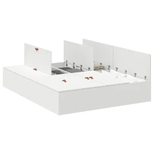 Opbergbedframe met opslag Wit 135 x 190 cm Bewerkt hout Opbergbedframe met opslag Wit 135 x 190 cm Bewerkt hout
