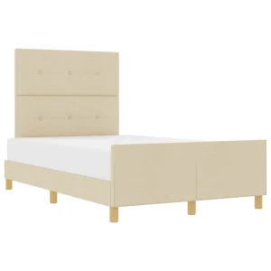Bedframe met hoofdeinde Crème 120 x 190 cm Stof Bedframe met hoofdeinde Crème 120 x 190 cm Stof