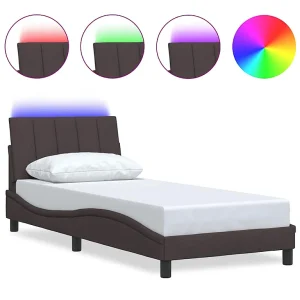 Bedframe zonder matras "Hanko" 90×200 cm stof donkerbruin