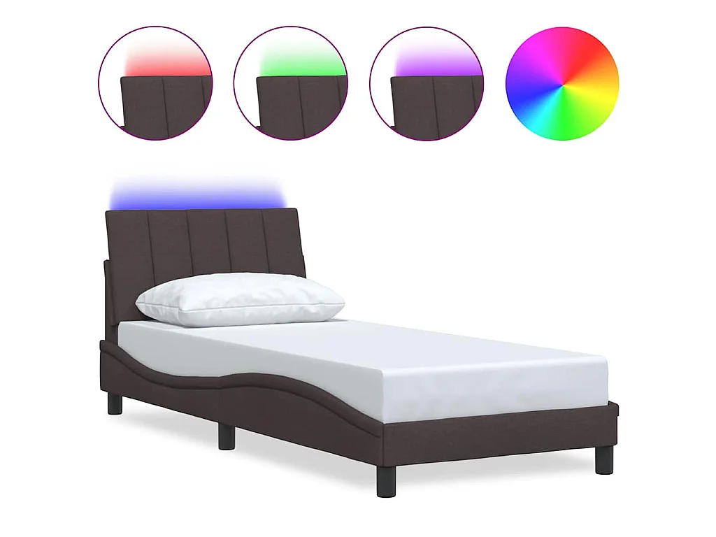 Bedframe zonder matras "Hanko" 90x200 cm stof donkerbruin