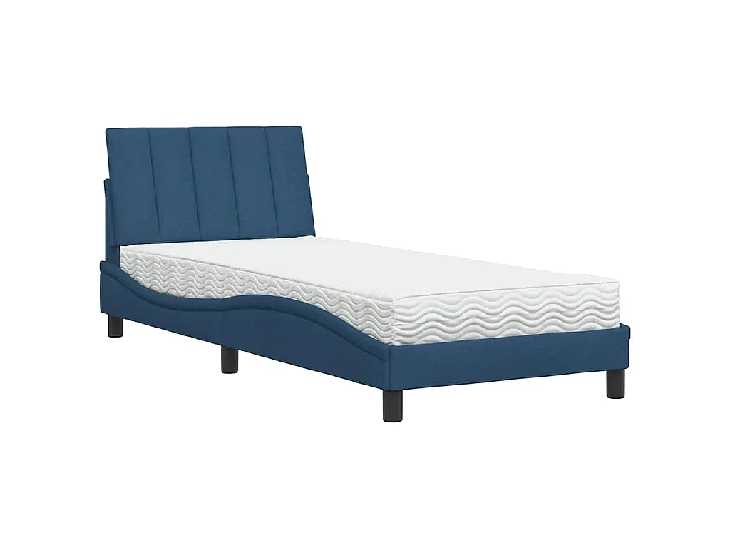 Bed met matras "Hanko" stof blauw 80x200 cm