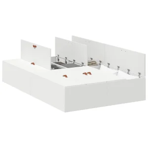 Opbergbedframe met opslag Wit 120 x 200 cm Bewerkt hout Opbergbedframe met opslag Wit 120 x 200 cm Bewerkt hout