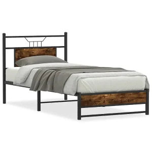 Bedframe zonder matras hout gerookt eikenkleurig 75×190 cm