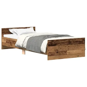 Bedframe zonder matras bewerkt 90×200 cm bewerkt hout oud Bedframe zonder matras bewerkt 90×200 cm bewerkt hout oud