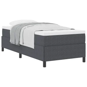 Boxspringbed Donkergrijs 100 x 200 cm Katoen Stof Boxspringbed Donkergrijs 100 x 200 cm Katoen Stof