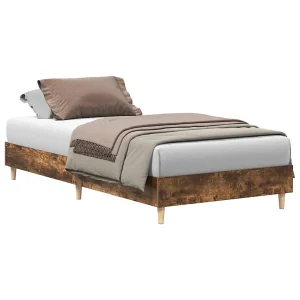 Bedframe zonder matras 100×200 cm spaanplaat gerookt eiken Bedframe zonder matras 100×200 cm spaanplaat gerookt eiken