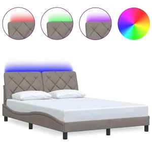 Bedframe met LED zonder matras 120×200 cm stof taupe