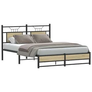 Bedframe zonder matras hout sonoma eikenkleurig 137×190 cm Bedframe zonder matras hout sonoma eikenkleurig 137×190 cm