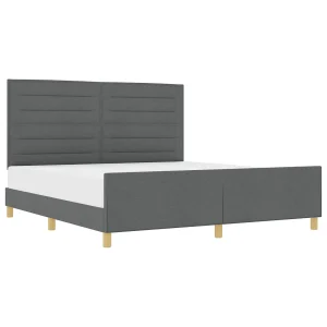 Bedframe met hoofdeinde Donkergrijs 180 x 200 cm Stof