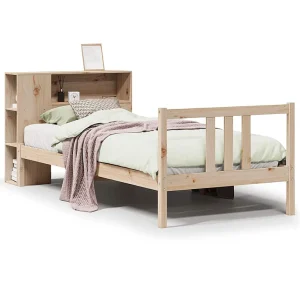 Bed met boekenkast zonder matras massief grenenhout 75×190 cm
