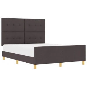 Bedframe met hoofdeinde Donkerbruin 140 x 200 cm Stof Bedframe met hoofdeinde Donkerbruin 140 x 200 cm Stof