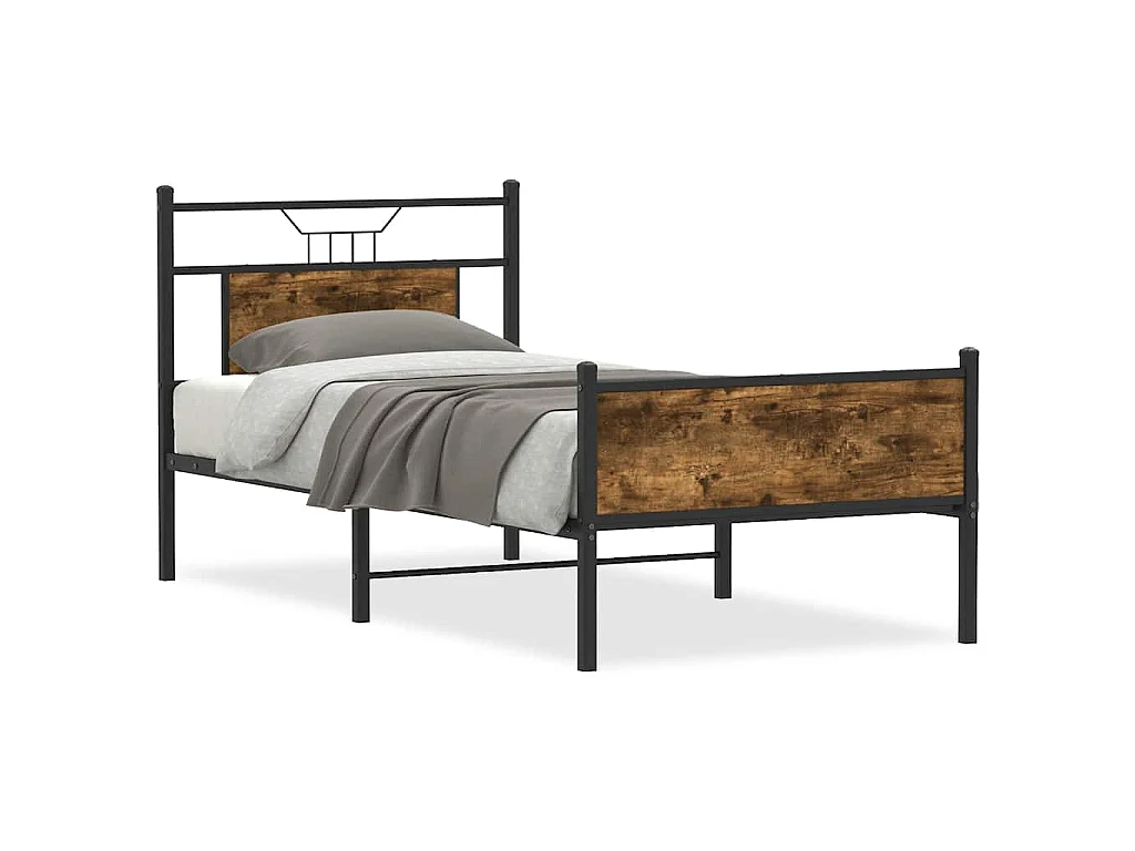 Bedframe zonder matras hout gerookt eikenkleurig 75x190 cm