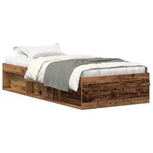 Bedframe zonder matras bewerkt 90×190 cm bewerkt hout oud Bedframe zonder matras bewerkt 90×190 cm bewerkt hout oud
