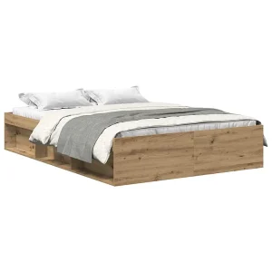 Bedframe zonder matras spaanplaat artisanaal eikenkleurig Bedframe zonder matras spaanplaat artisanaal eikenkleurig