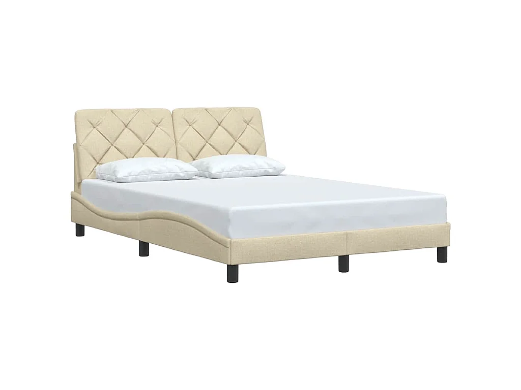 Bedframe zonder matras stof crèmekleurig 140x190 cm