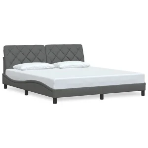 Bedframe zonder matras stof donkergrijs 180×200 cm Bedframe zonder matras stof donkergrijs 180×200 cm