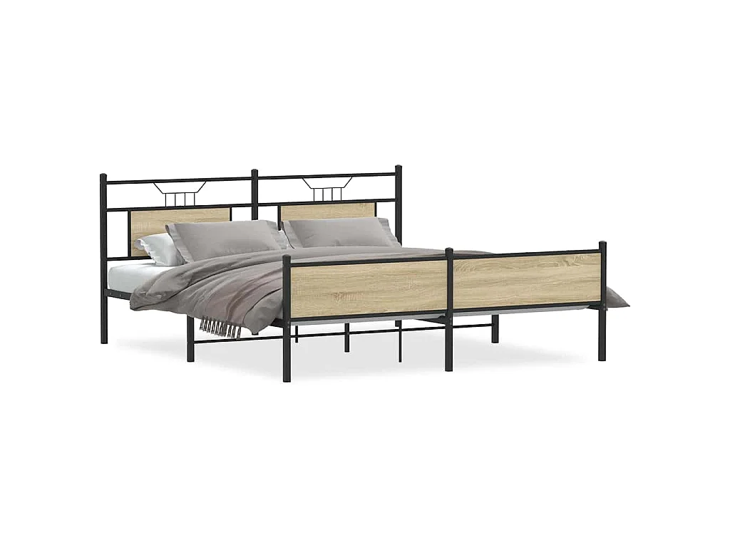 Bedframe zonder matras metaal sonoma eikenkleurig 183x213 cm