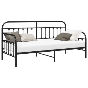 Bedframe voor een daybed Zwart 90 x 200 cm Gepoedercoat staal Bedframe voor een daybed Zwart 90 x 200 cm Gepoedercoat staal