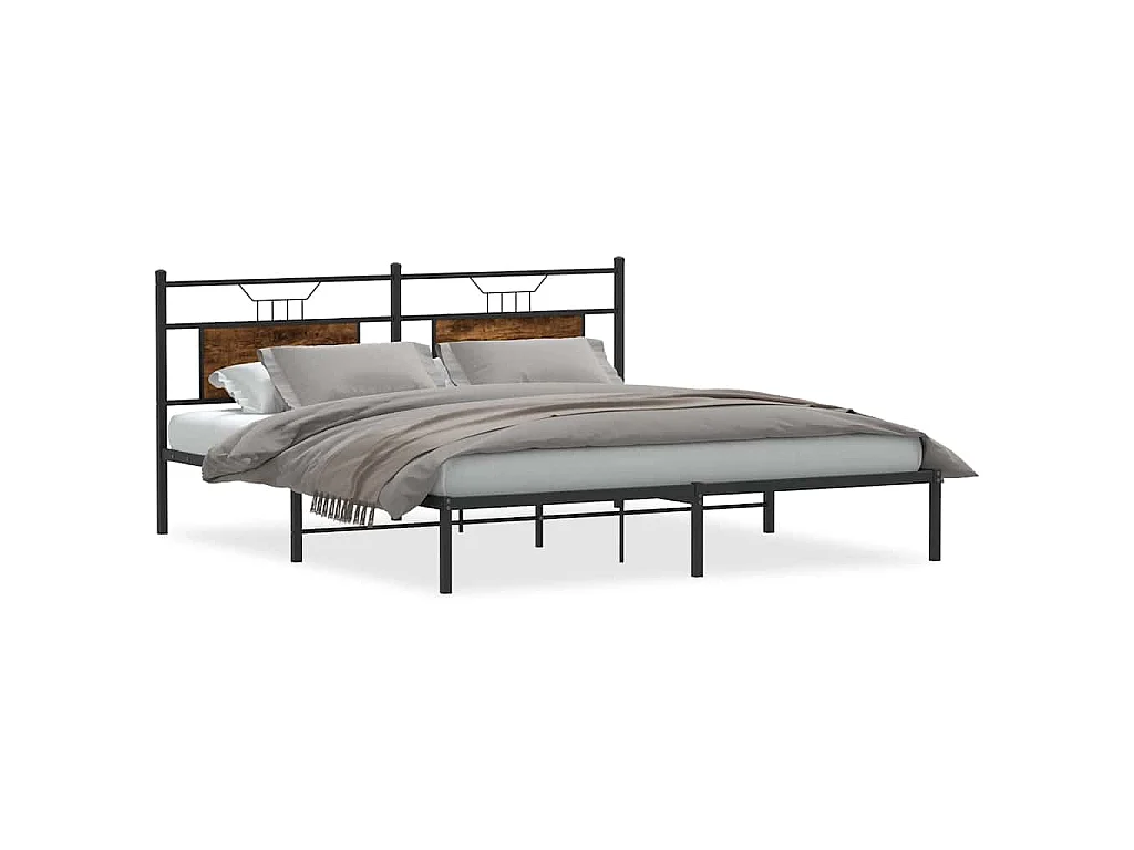 Bedframe zonder matras 183x213 cm spaanplaat gerookt eiken