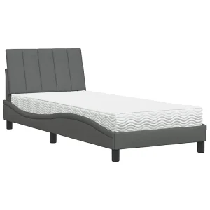 Bed met matras "Hanko" stof donkergrijs 90×190 cm Bed met matras "Hanko" stof donkergrijs 90×190 cm