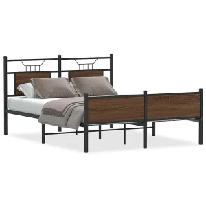 Bedframe zonder matras bewerkt hout bruin eikenkleur 150×200 cm Bedframe zonder matras bewerkt hout bruin eikenkleur 150×200 cm
