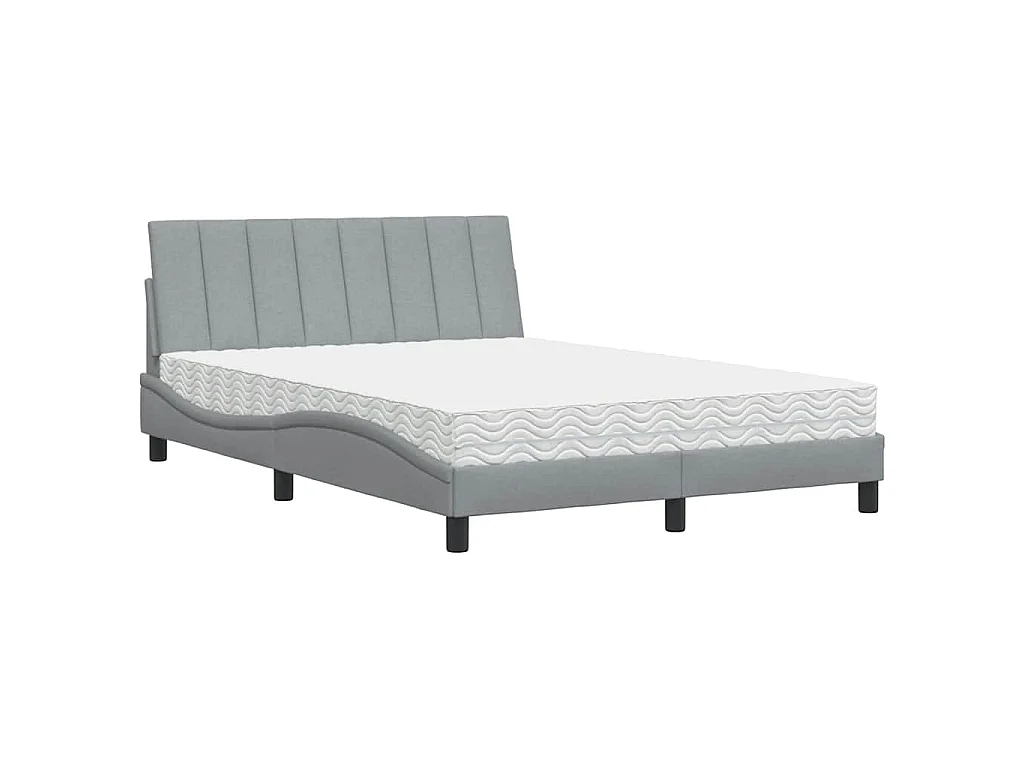 Bed met matras "Hanko" stof lichtgrijs 140x200 cm
