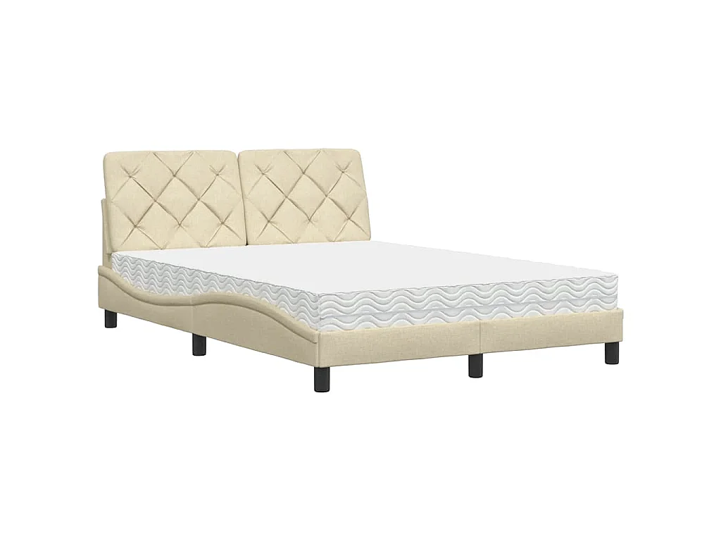 Bed met matras stof crèmekleurig 140x190 cm